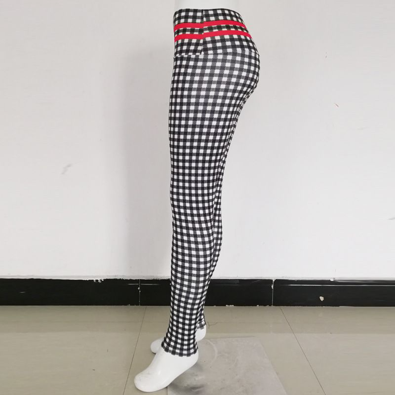 Plaid Print Fitness Sports Dancing Yoga Leggings Pants