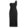 Women'S Fashion Sexy Solid Color One Shoulder Sleeveless Knit Hollow Dress