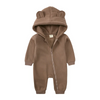 Kids Baby Boys Girls Autumn Winter Casual Cute Solid Color Bear Long Sleeve Hooded Jumpsuit