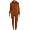 Women Casual Hooded Pocket Design Top And Solid Color Pants Two Piece Set