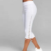 Women Lace-Up Casual Solid Color Cropped Sports Leggings