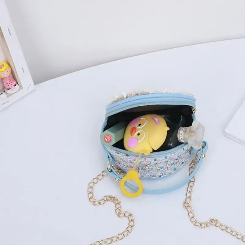 Girls Round Flower Decoration Crossbody Bag