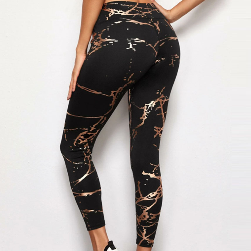 Women Leisure Marble Pattern Yoga Leggings