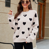 Winter Valentine'S Day Love Heart Print Pullover Women Knitted Sweater