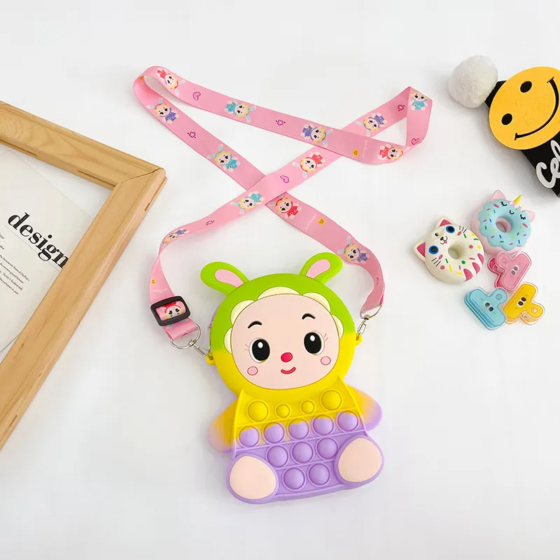 Kids Girls Fashion Sweet Candy Color Cartoon Animal Silicone Mini Crossbody Bag