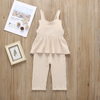 Girls Solid Color Stringy Selvedge Design Romper