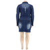 Women Plus Size Fashion Beaded Design Long-Sleeve Short Coat And Bodycon Skirt