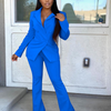 Women Fashion Casual Elegant Solid Color Long Sleeve Blazer And Pants Work Set