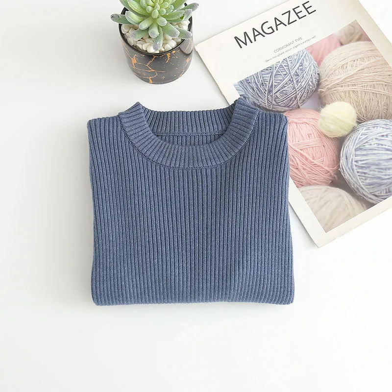 Kids Toddler Big Girls Boys Autumn Winter Fashion Casual Simple Solid Color Round Neck Sweater