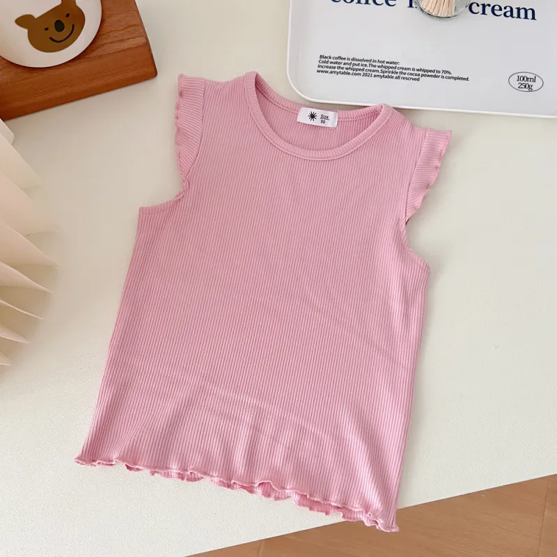 (Buy 1 Get 1) Children Kids Baby Fashion Girls Ruffle Sleeve Solid Color T-Shirt