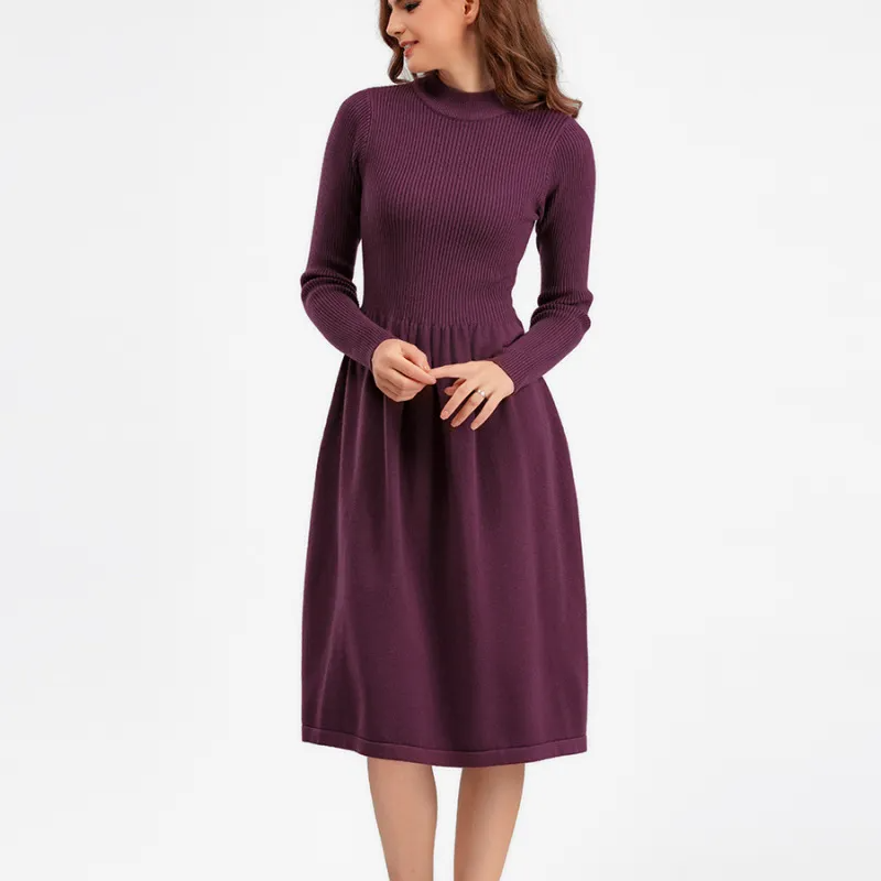 (Buy 1 Get 1) Women Casual Autumn And Winter Solid Color Long Sleeve Knitted Dress