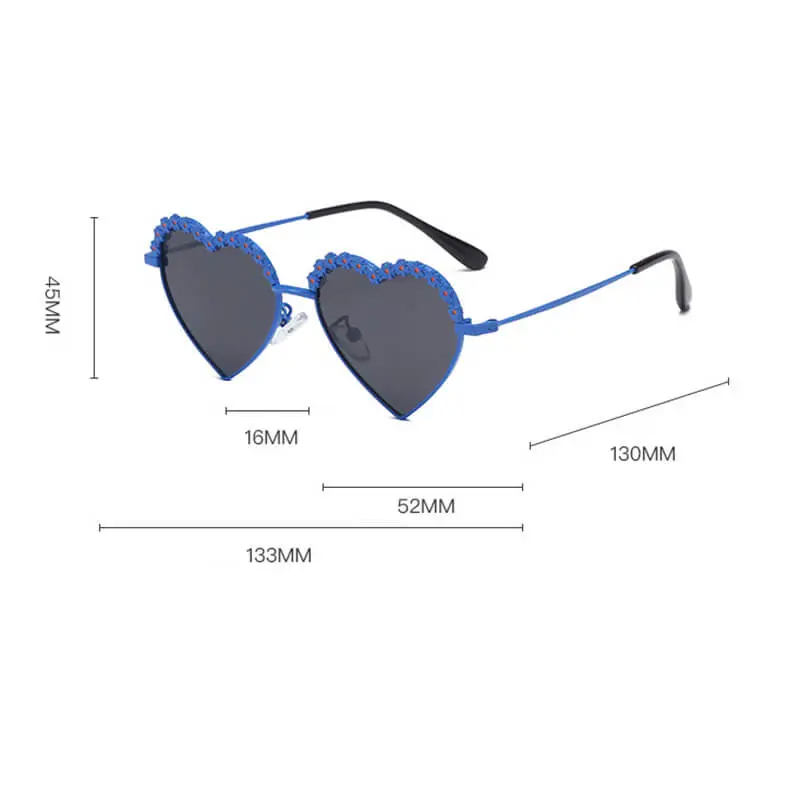 Girls Fashion Heart Shape Flower Decoration Sunglasses