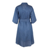 Women Casual Sash Half-Sleeve Shirt Collar Side-Slit Denim Dress