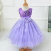 Kids Toddler Big Girls Summer Fashion Party Cute Sweet Solid Color Sequins Floral Pleated Sleeveless Mesh Party Tutu Dress