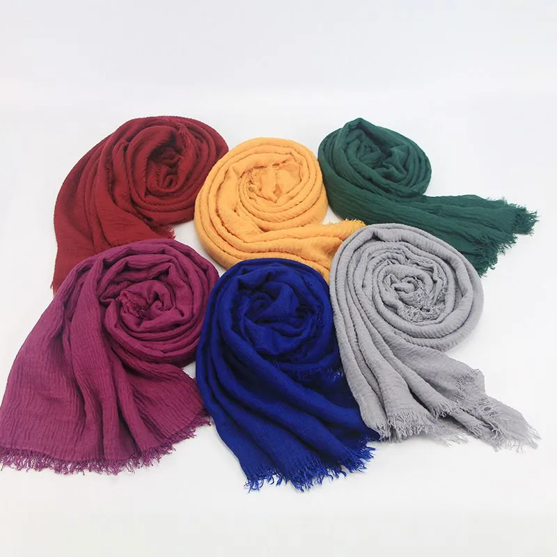 (Buy 1 Get 1) Women Pure Color Raw Edge Hijab Scarf