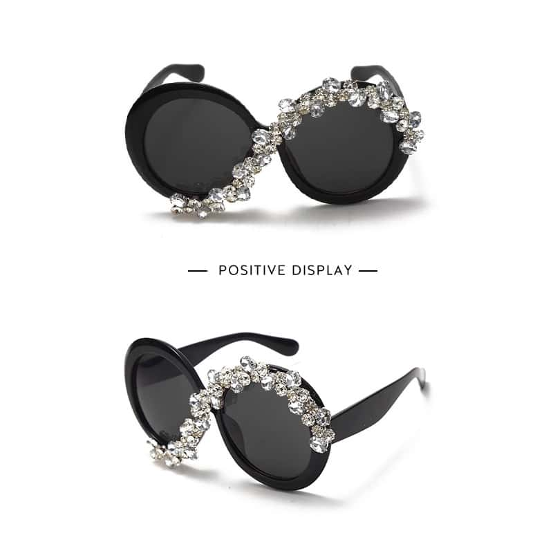 Exaggerated Round Big Frame Design Rhinestone Decoration Sunglasses