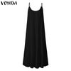 Women'S Fashion Boho Casual Solid Color Ruffle Loose Slip Dress