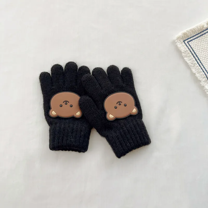 (Buy 1 Get 1) Kids Winter Cute Cartoon Bear Knitwear Finger Gloves