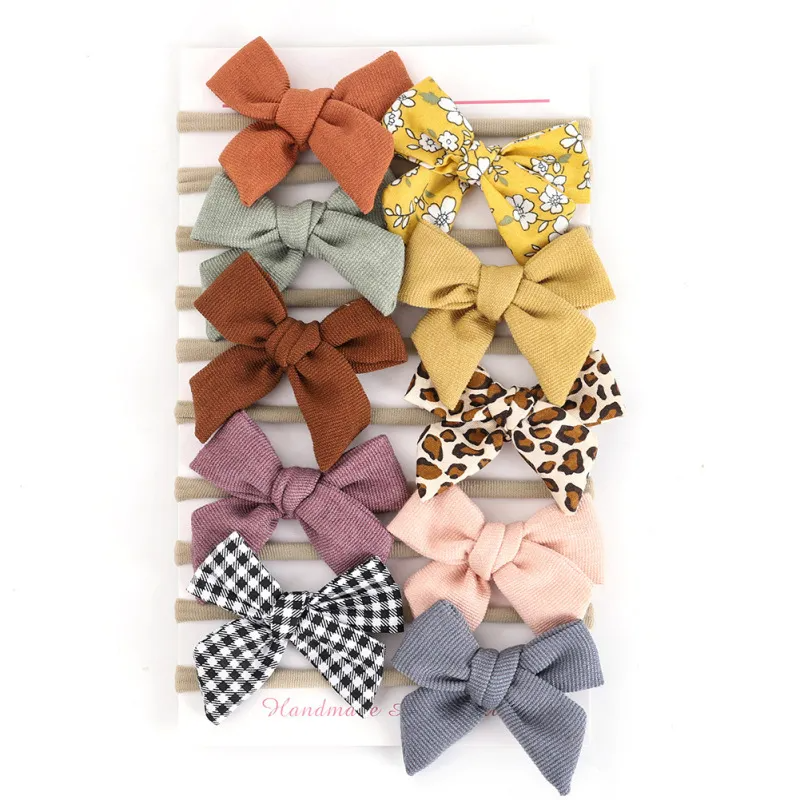 Kids Girls Sweet Cute Tiny Flower Plaid Bow Stripe Polka Dot Leopard Super Elastic Nylon Hair Accessories