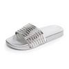 Women Leisure Rhinestone Decor Striped Flats Slippers Shoes