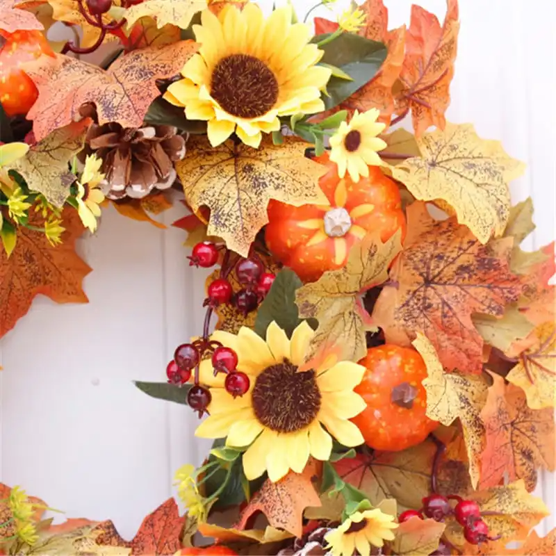 Pumpkin Maple Leaf Decoration Christmas Wall Hanging Wreath