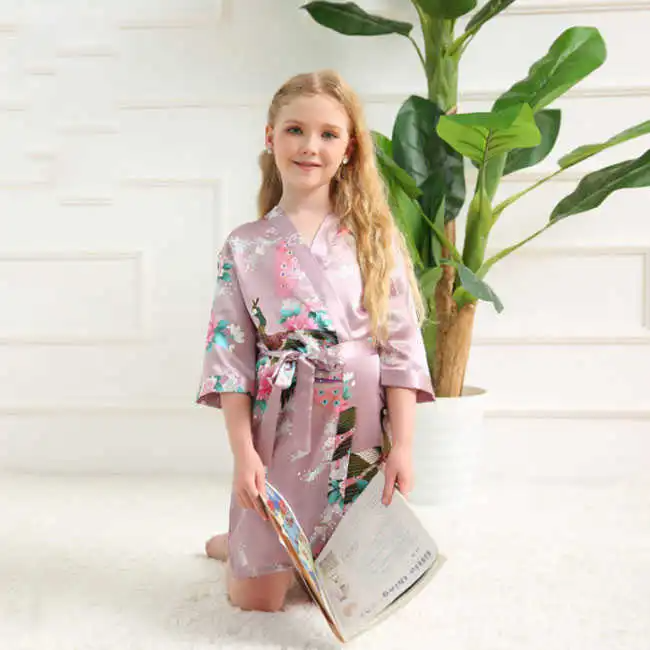 Children Peacock Printing Long-Sleeve Pajamas