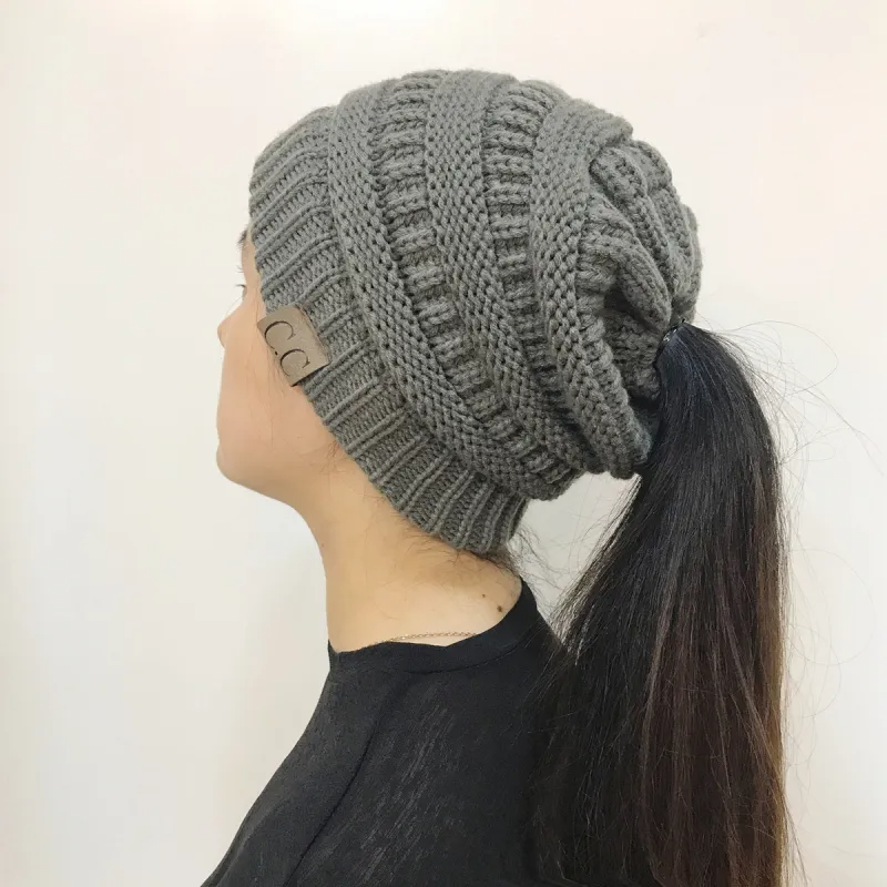 (Buy 1 Get 1) Women Winter Stretch Knitted Ponytail Hats