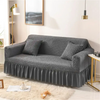 2-Seater 145-185cm Plaid Style Solid Color Elastic Sofa Cover