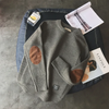 Men Casual Round Neck Long Sleeve Large Size Loose Thick Sleeve Patch Knit Sweater