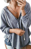 Plus Size Women Casual V Neck Hoodie Long Sleeve Workout Top