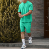 Men Summer Fashion Casual Sports Solid Color Round Neck Short Sleeve T-Shirt Shorts Sets