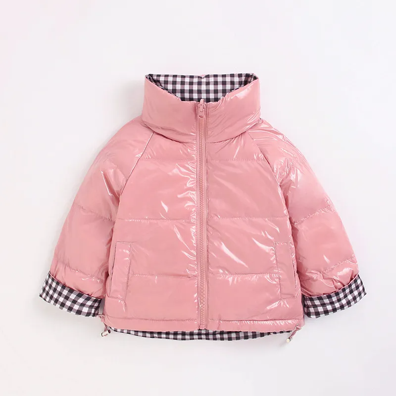 Kids Toddler Girls Boy Fashion Shiny Reversible Down Jacket