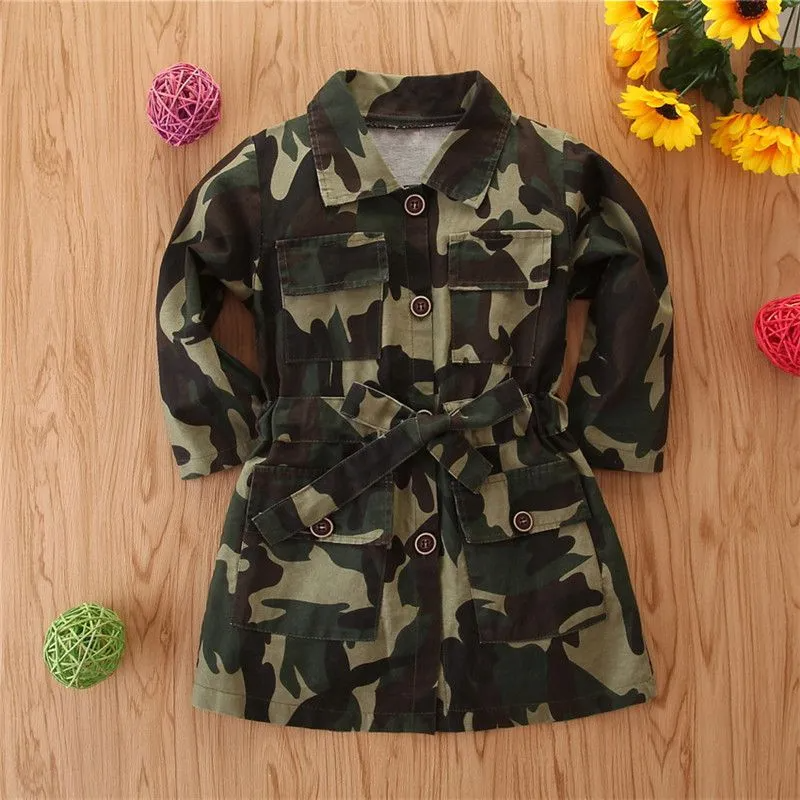 Fashion Kid Girl Camouflage Print Long Sleeves Outerwear