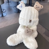 (Buy 1 Get 1) Kids Unisex Autumn Winter Fashion Casual Cute Solid Color Cartoon Bear Hat Scarf Two Set