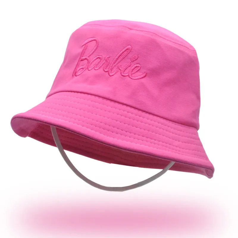 Kids Baby Unisex Summer Fashion Casual Cute Barbie Powder Embroidery Fisherman Hat