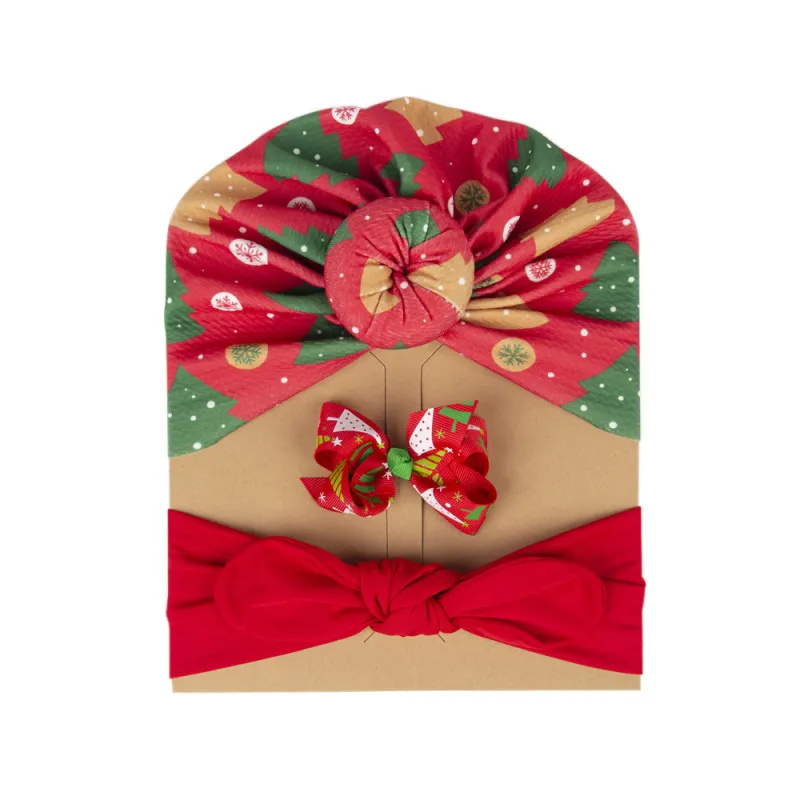 Kids Christmas Bow Headband Hair Accessories Set