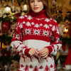 Sweet Casual Couple Knitwear Turtle Neck Christmas Theme Jacquard Knitted Sweater