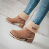 Suede Upper Chunky Heel Mid Calf Boots Shoes