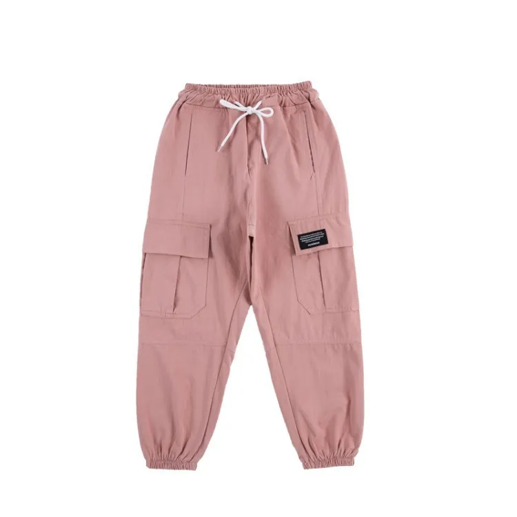 Kids Teen Girl Casual Solid Color Multi-Pocket Cargo Pants