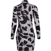 Turtleneck Long-Sleeve Animal Print Bodycon Dress