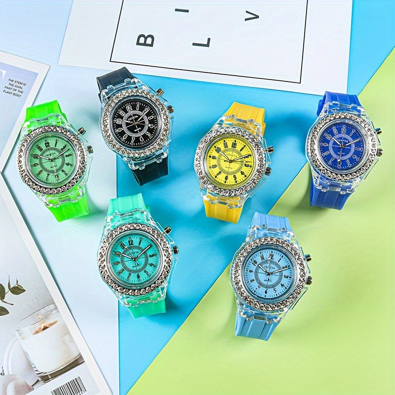 Candy Color Luminous Student Quartz Watch, Teenager's Simple Luminous Quartz Watch FS