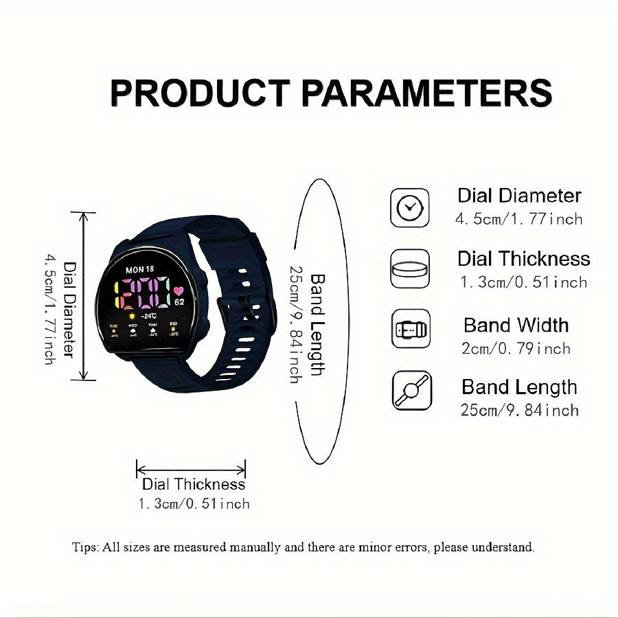 Women's Silicone Strap Semicircle Electronic Wristwatch, 24H Chronograph Date Multifunctional Electronic Watch FS