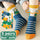 5 Pairs Boys' Mid-Calf Crew Footwear with Cartoon Vehicles, 100% Polyester, Suitable for Children Aged 12 and Under, FS