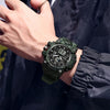 Men's Sports Watch, SANDA  Dual Display Quartz Movement, Round Dial with Stopwatch, Date, Alarm Clock, Luminous Multifunctional Tactical Wristwatch with TPU Strap FS