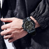 Men's Sports Watch, SANDA  Dual Display Quartz Movement, Round Dial with Stopwatch, Date, Alarm Clock, Luminous Multifunctional Tactical Wristwatch with TPU Strap FS