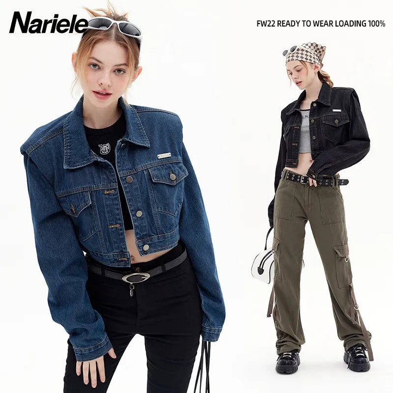 Women Fashion Long Sleeve Denim Jacket jeans