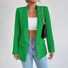 Women Casual Elegant Solid Color Lapel Long-Sleeved Office Chic Blazer