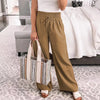 Women Casual Solid Color Lace Up Straight Wide-Leg Pants