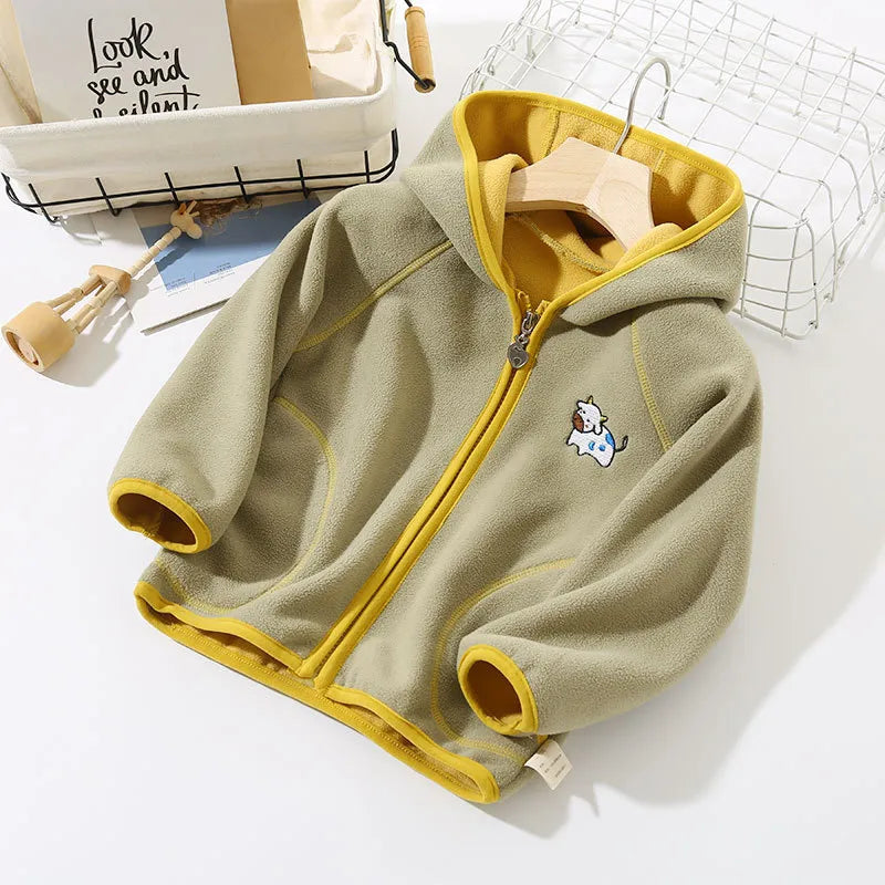 Kids Toddler Girls Boy Fashion Casual Sports Reversible Fleece Hooded Jacket