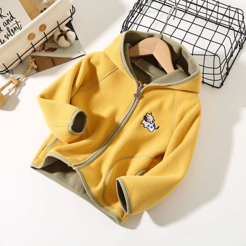 Kids Toddler Girls Boy Fashion Casual Sports Reversible Fleece Hooded Jacket